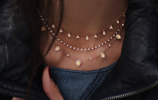 14kt gold and diamond teardrop opal choker necklace - Luna Skye