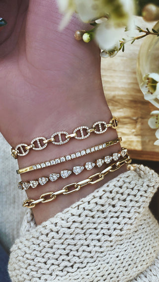 14kt gold and diamond link bracelet