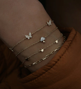 14kt gold baby paperclip chain bracelet