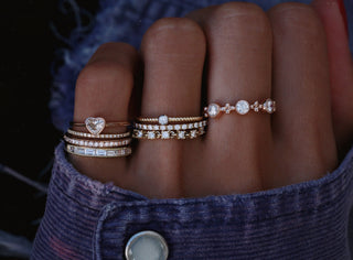 14kt gold half eternity baguette diamond ring - Luna Skye