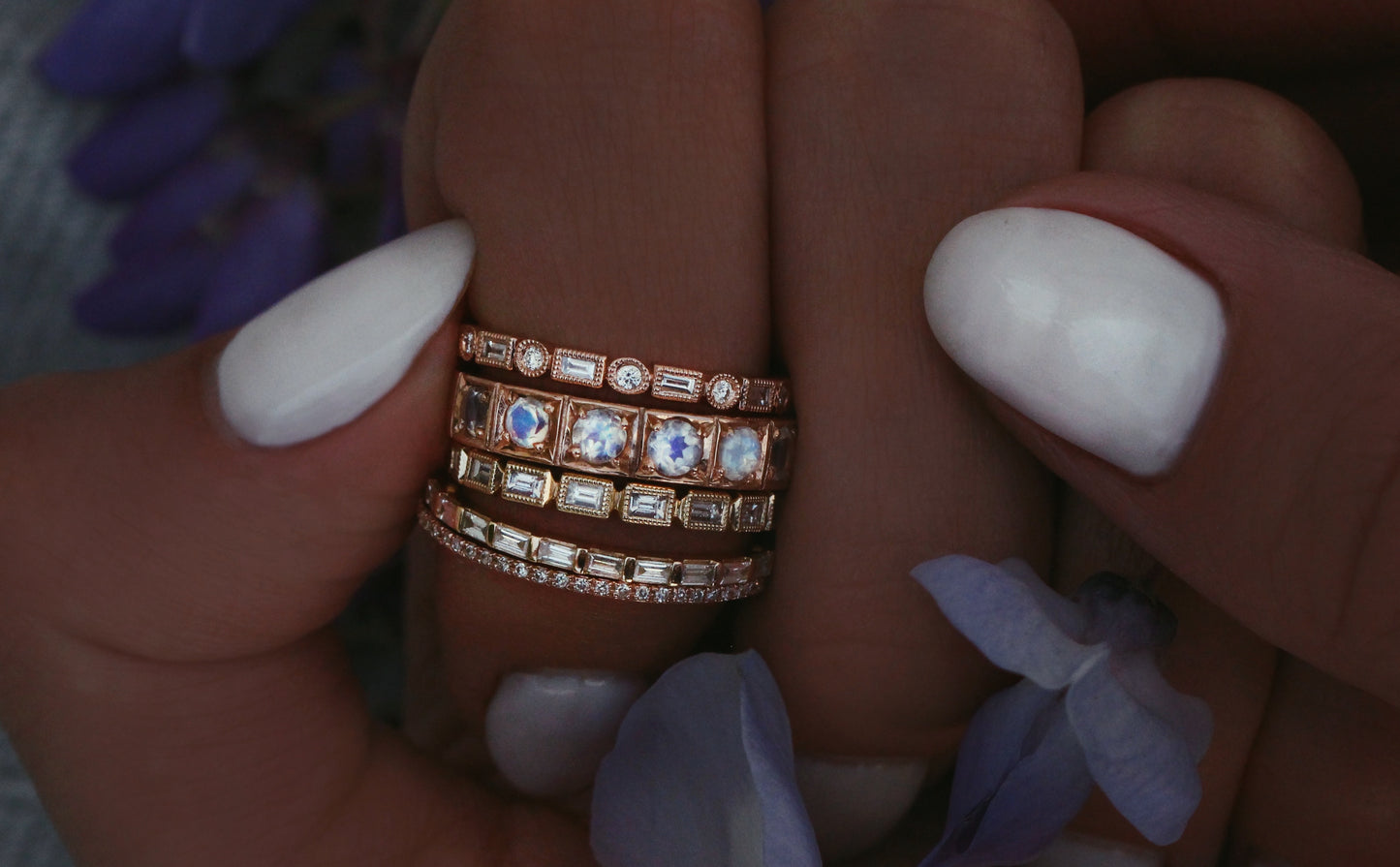 14kt gold moonstone band - Luna Skye