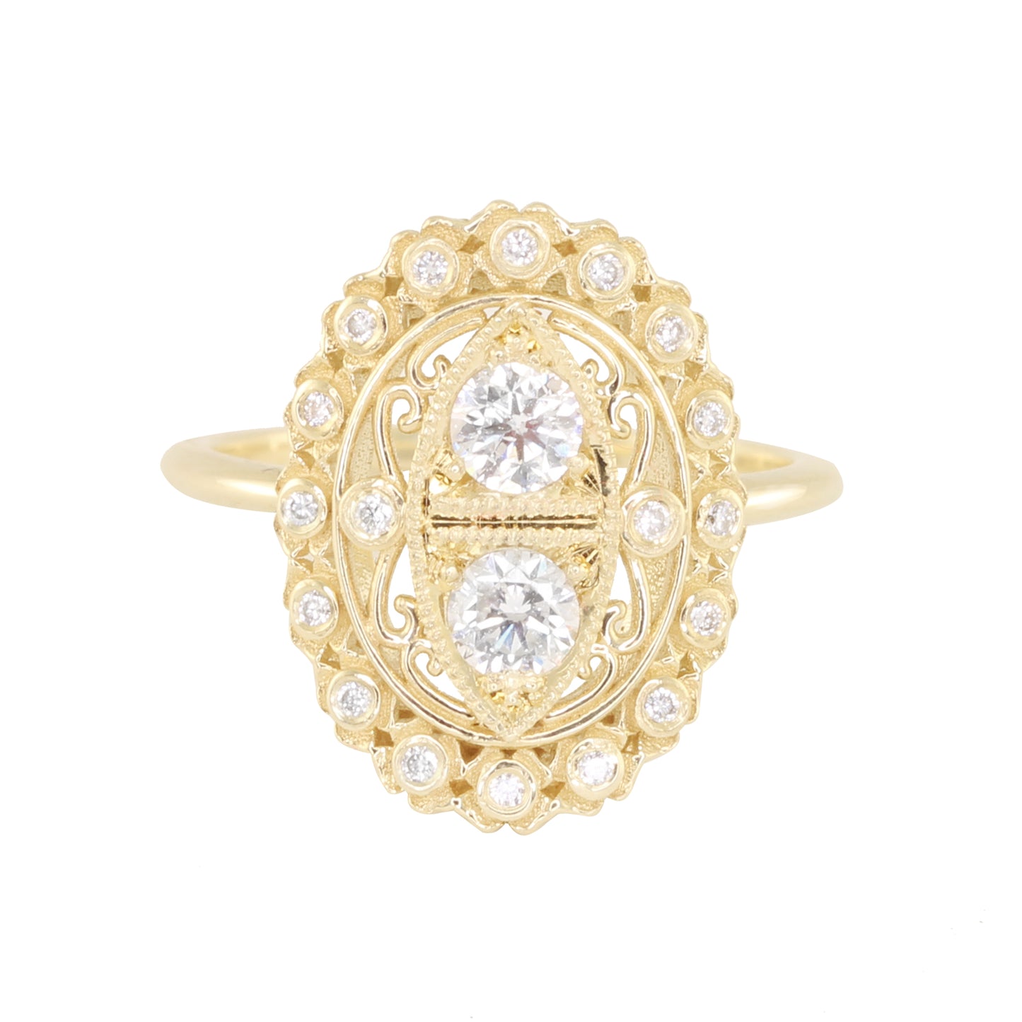 14kt gold and diamond antique filigree ring - Luna Skye