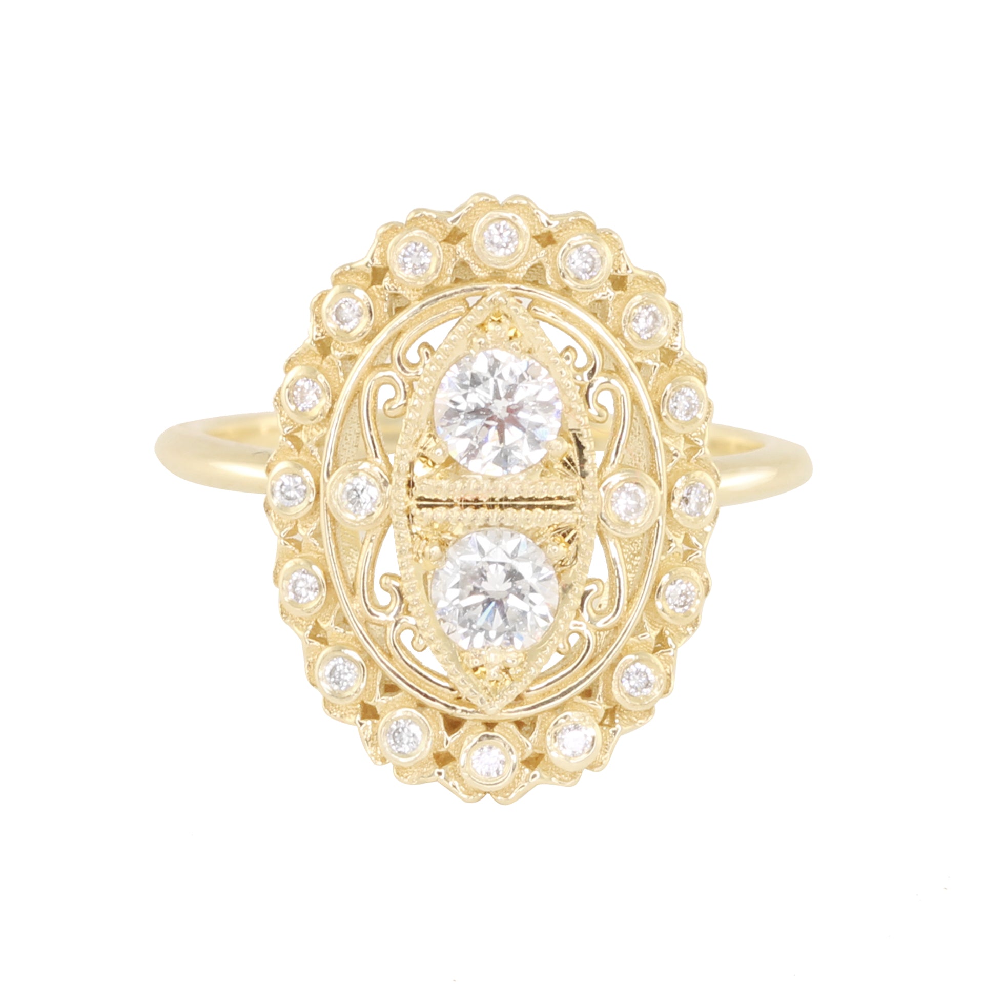 14kt gold and diamond antique filigree ring - Luna Skye