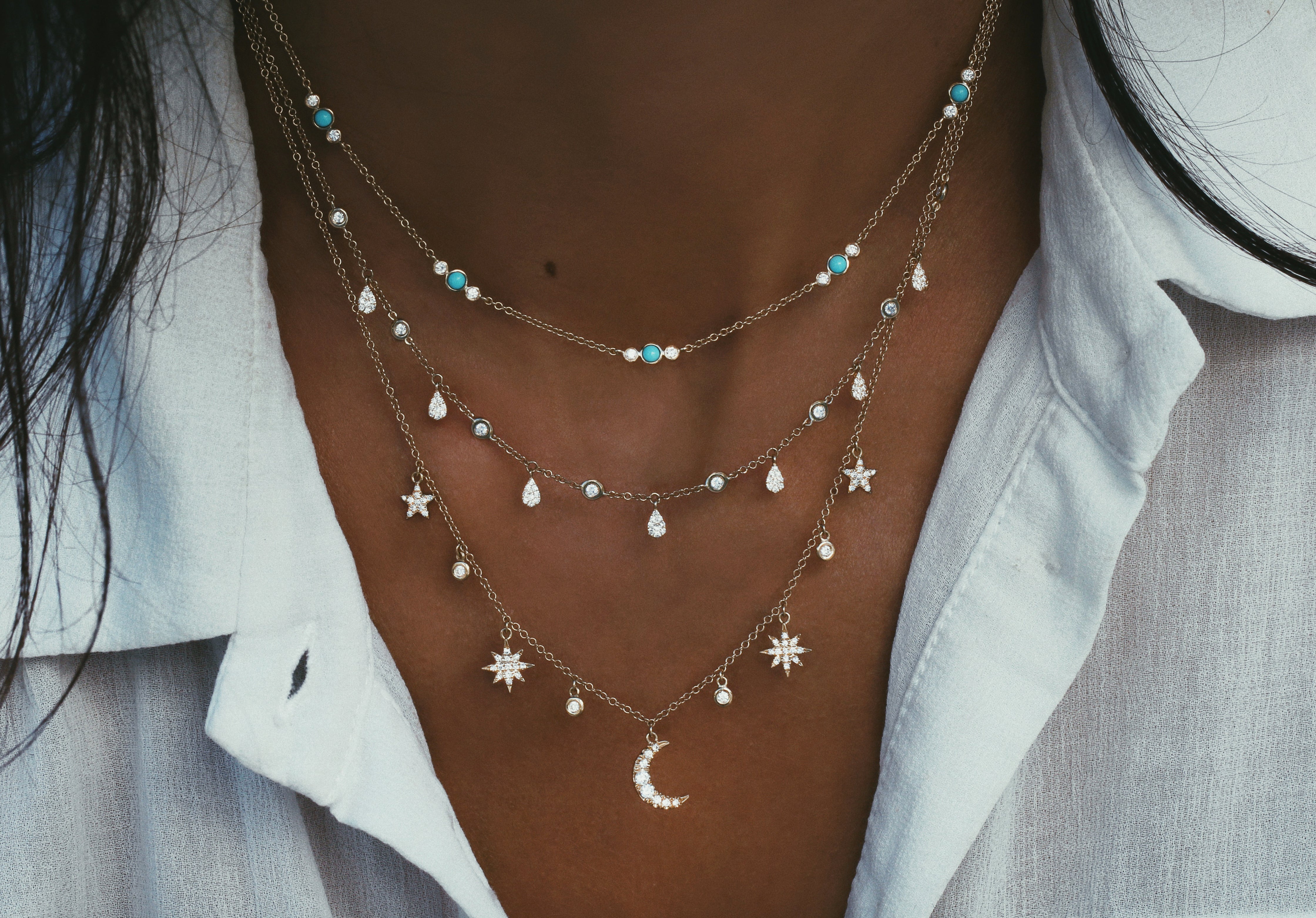 Diamond Moon Star Necklace .CZ Moon Jewelry. Moon Necklace. Sparking Moon  North Star Celestial Gift for Women.pave Diamond Star. North Star - Etsy