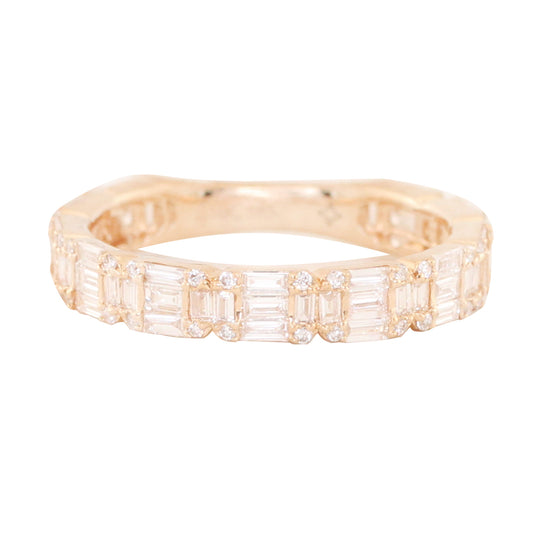 14kt gold baguette diamond deco band