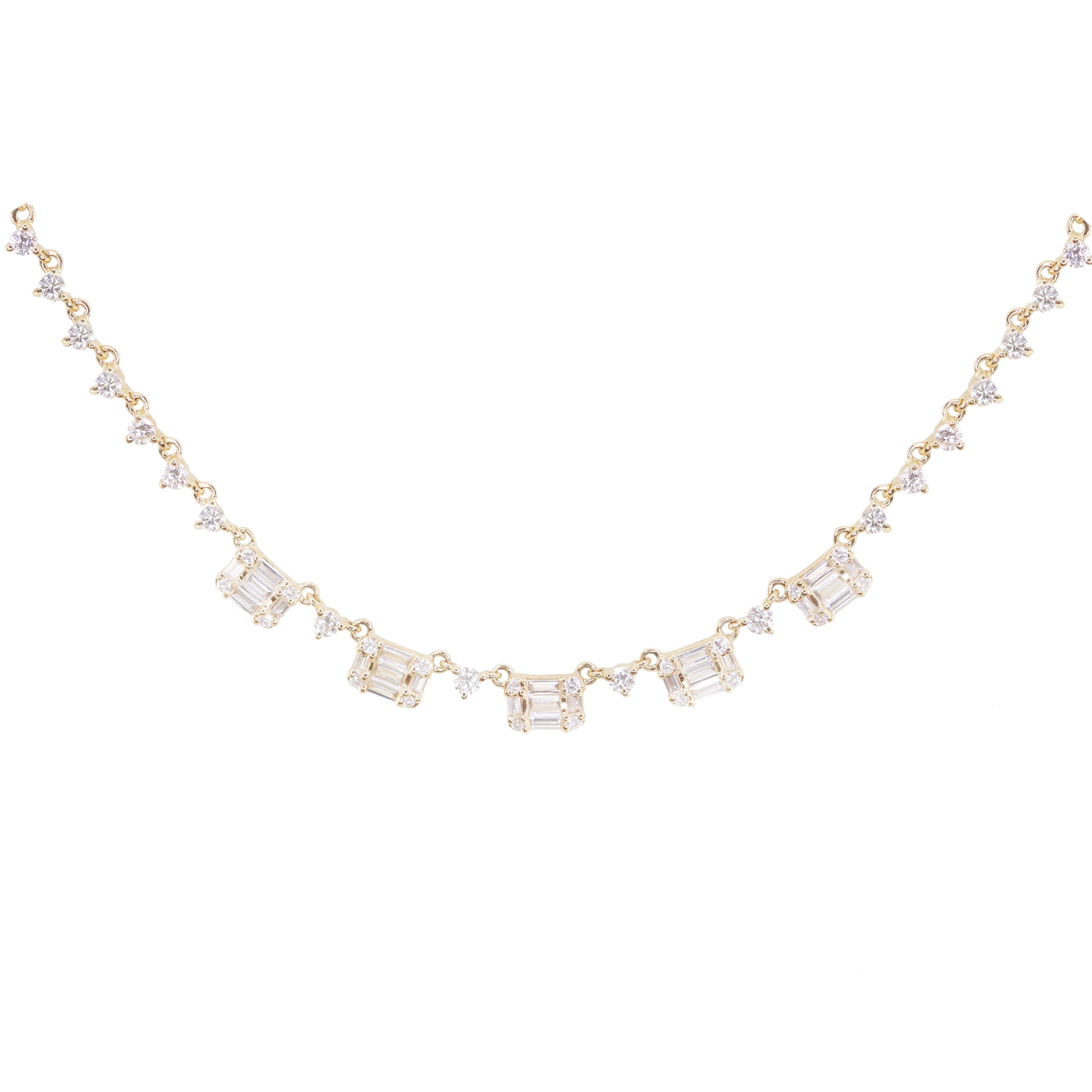 14kt gold baguette diamond row necklace - Luna Skye