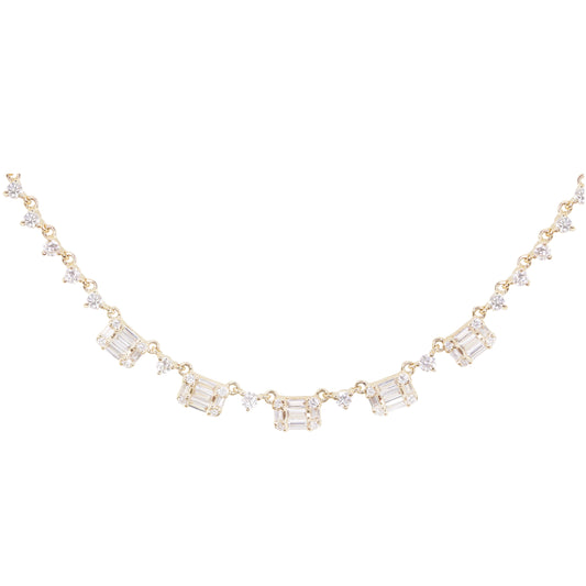 14kt gold baguette diamond row necklace - Luna Skye