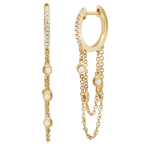 ピアス wing bling 14k a chain drop earrings (2size) 14K TWO TONED GOLD ILLUMINATE CHAIN DROP EARRINGS | Patty