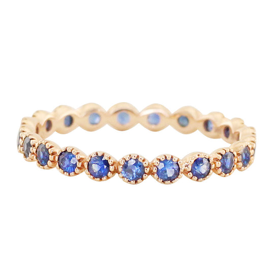 14kt gold and blue sapphire bezel ring - Luna Skye