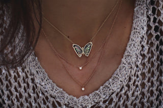 14kt gold and diamond mother of pearl baby butterfly necklace - Luna Skye