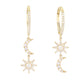 14kt gold and diamond starburst crescent drip earrings - Luna Skye