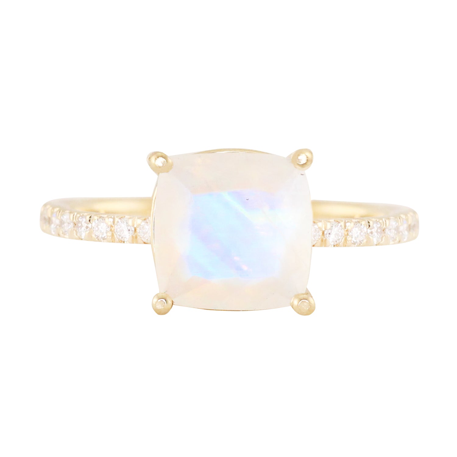 14kt gold and diamond solitaire cushion moonstone eternity ring - Luna Skye