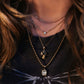 14kt gold and diamond enamel mushroom necklace