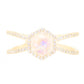 14kt gold and diamond Double Band Moonstone Hex ring