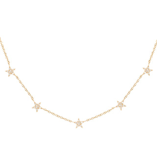 14kt yellow gold and diamond star row necklace - Luna Skye