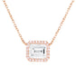 14kt gold emerald cut diamond halo necklace - Luna Skye