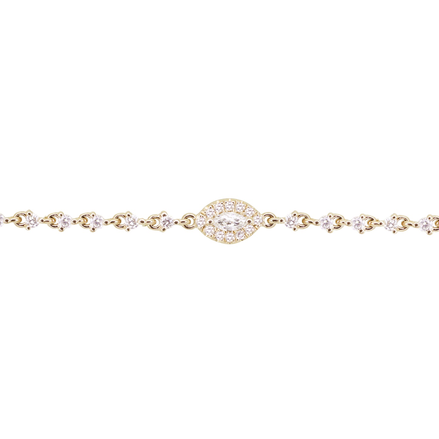 14kt gold and diamond marquise eye bracelet