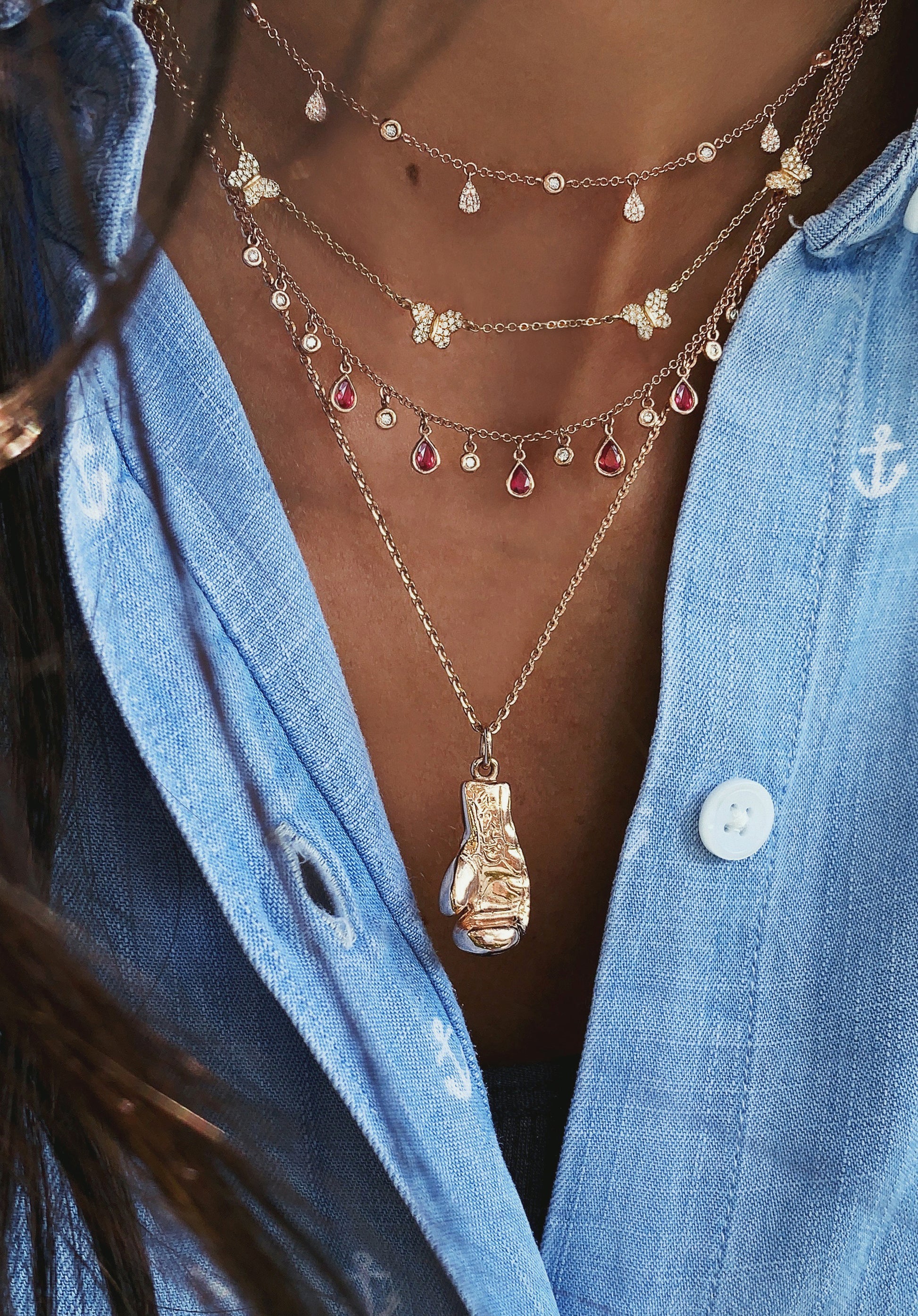 14kt gold and diamond ruby teardrop drip necklace – Luna Skye