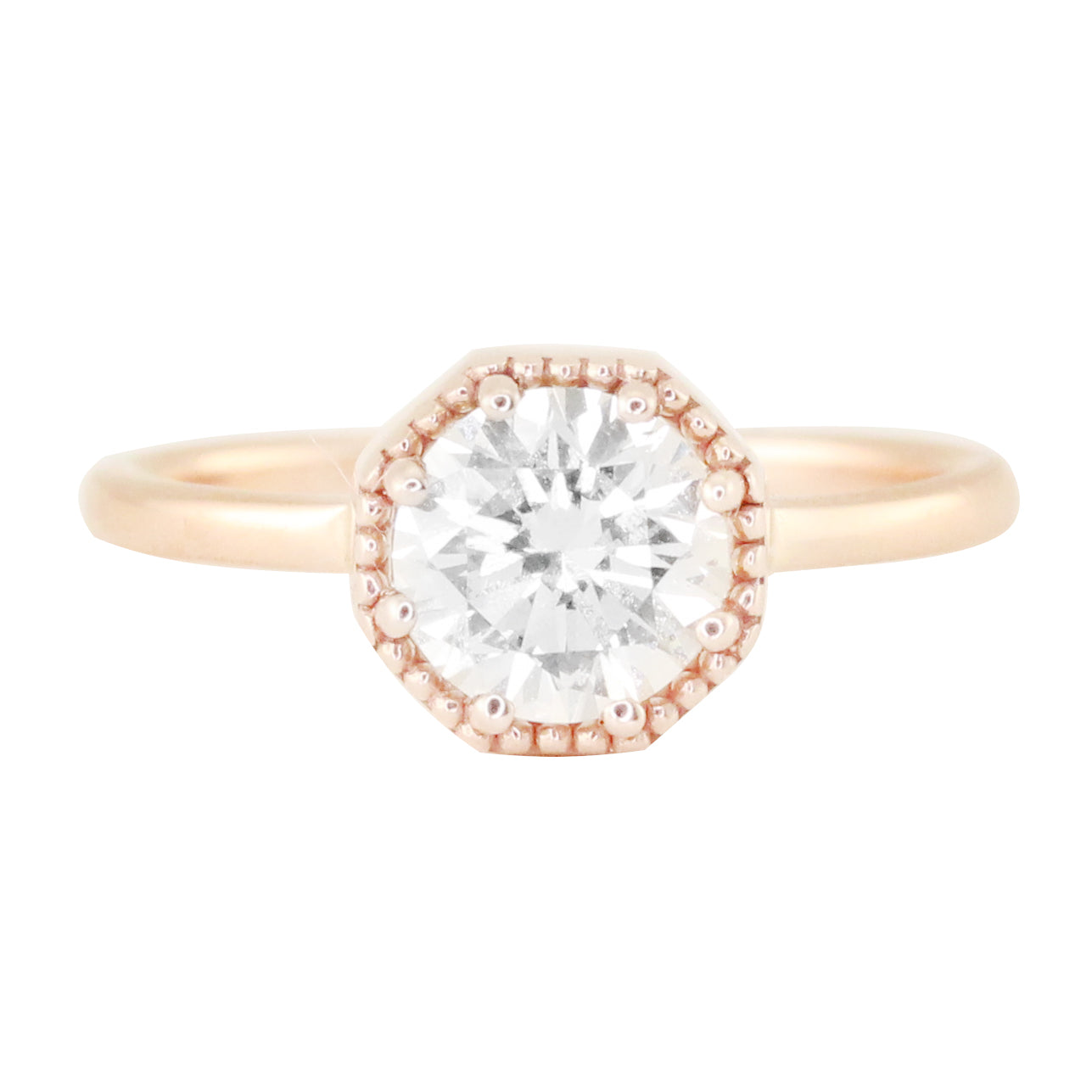 14kt gold milgrain diamond octagon ring - Luna Skye