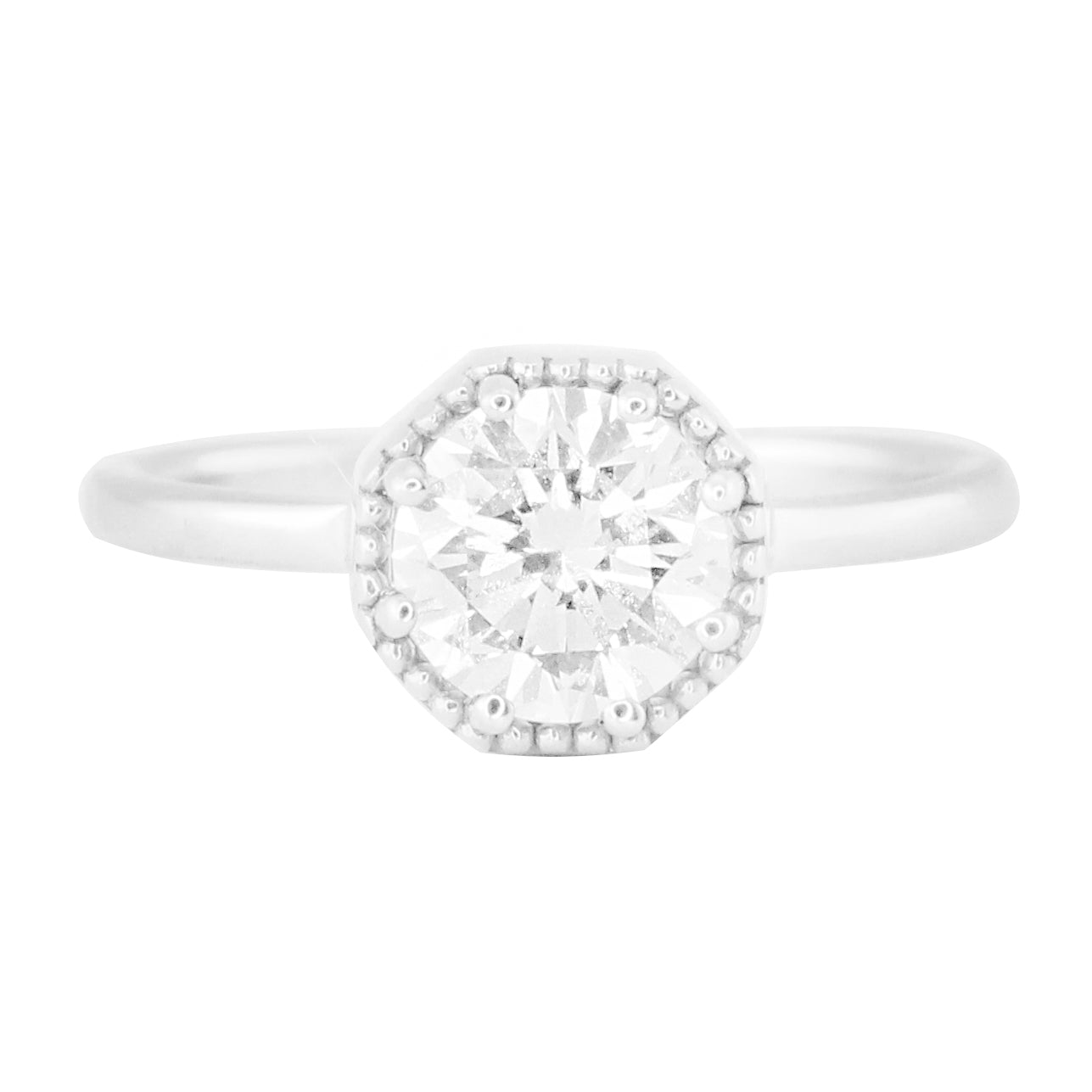 14kt gold milgrain diamond octagon ring - Luna Skye