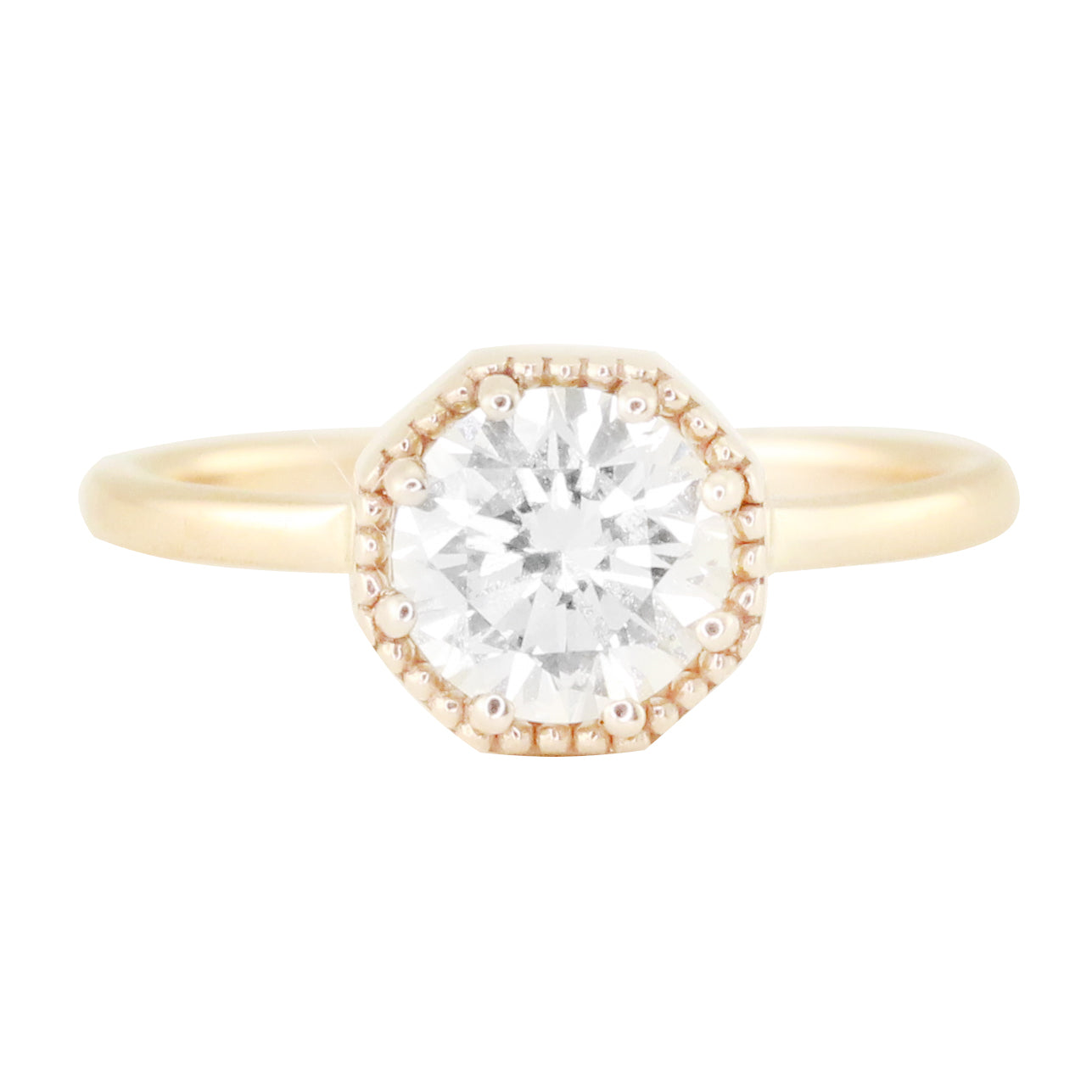 14kt gold milgrain diamond octagon ring - Luna Skye