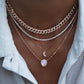 14kt gold and diamond chain link teardrop moonstone necklace - Luna Skye