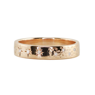 14kt gold and diamond starburst hammered ring - Luna Skye