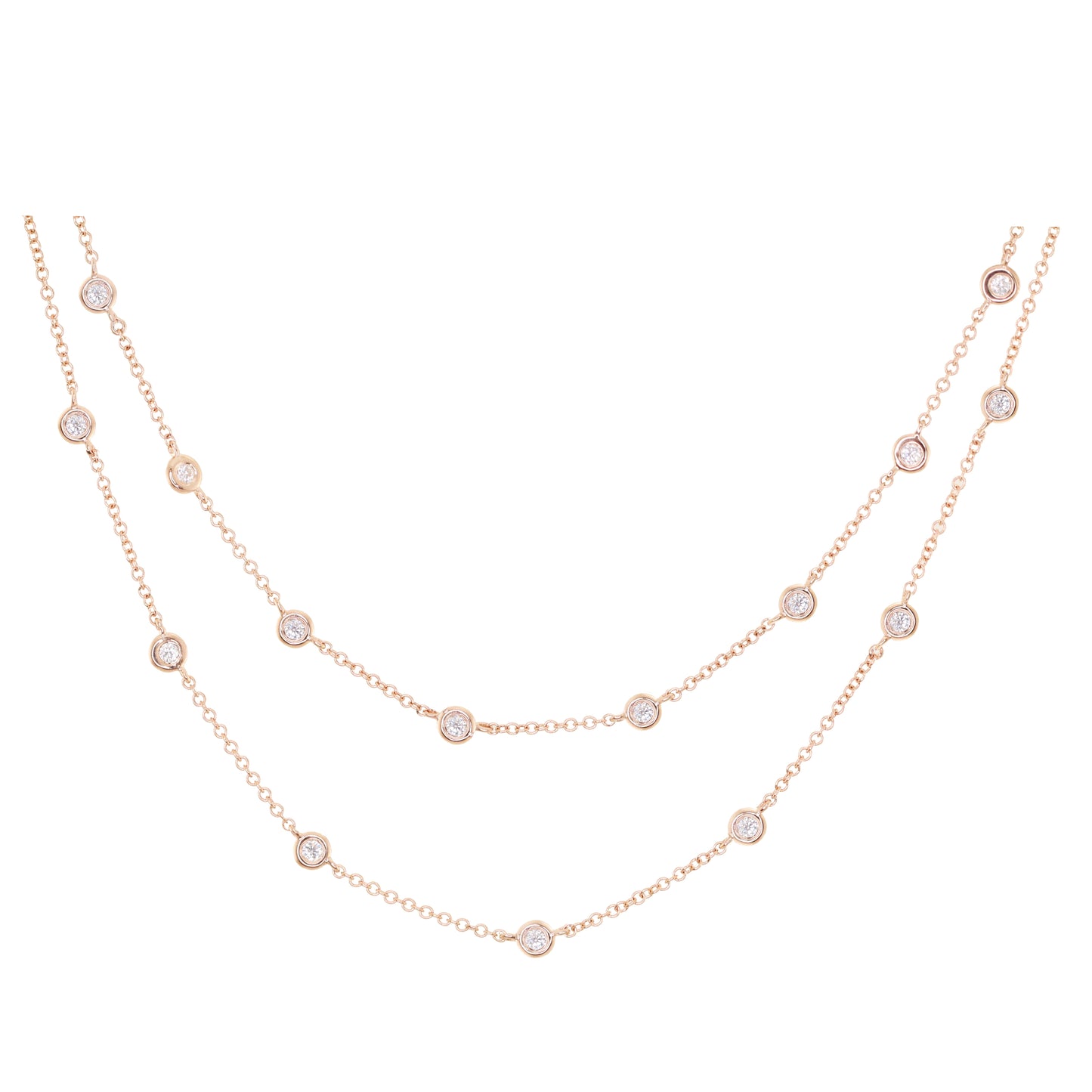 14kt gold double row diamond bezel choker - Luna Skye