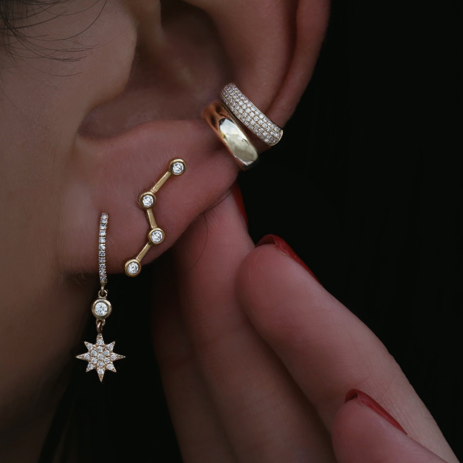 handmade moon and star earrings for women