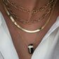 14kt gold and three diamond row black tourmaline crystal bar necklace