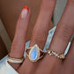 14kt gold and diamond queen teardrop moonstone