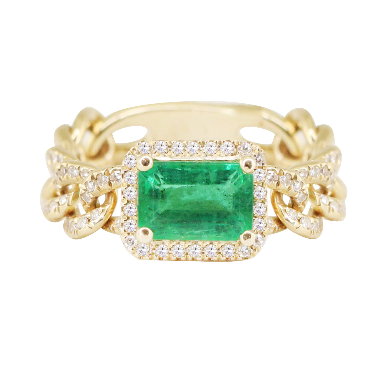 14kt gold and diamond emerald chain ring - Luna Skye