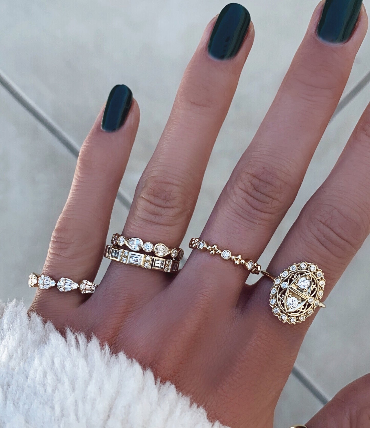 14kt gold and diamond antique filigree ring