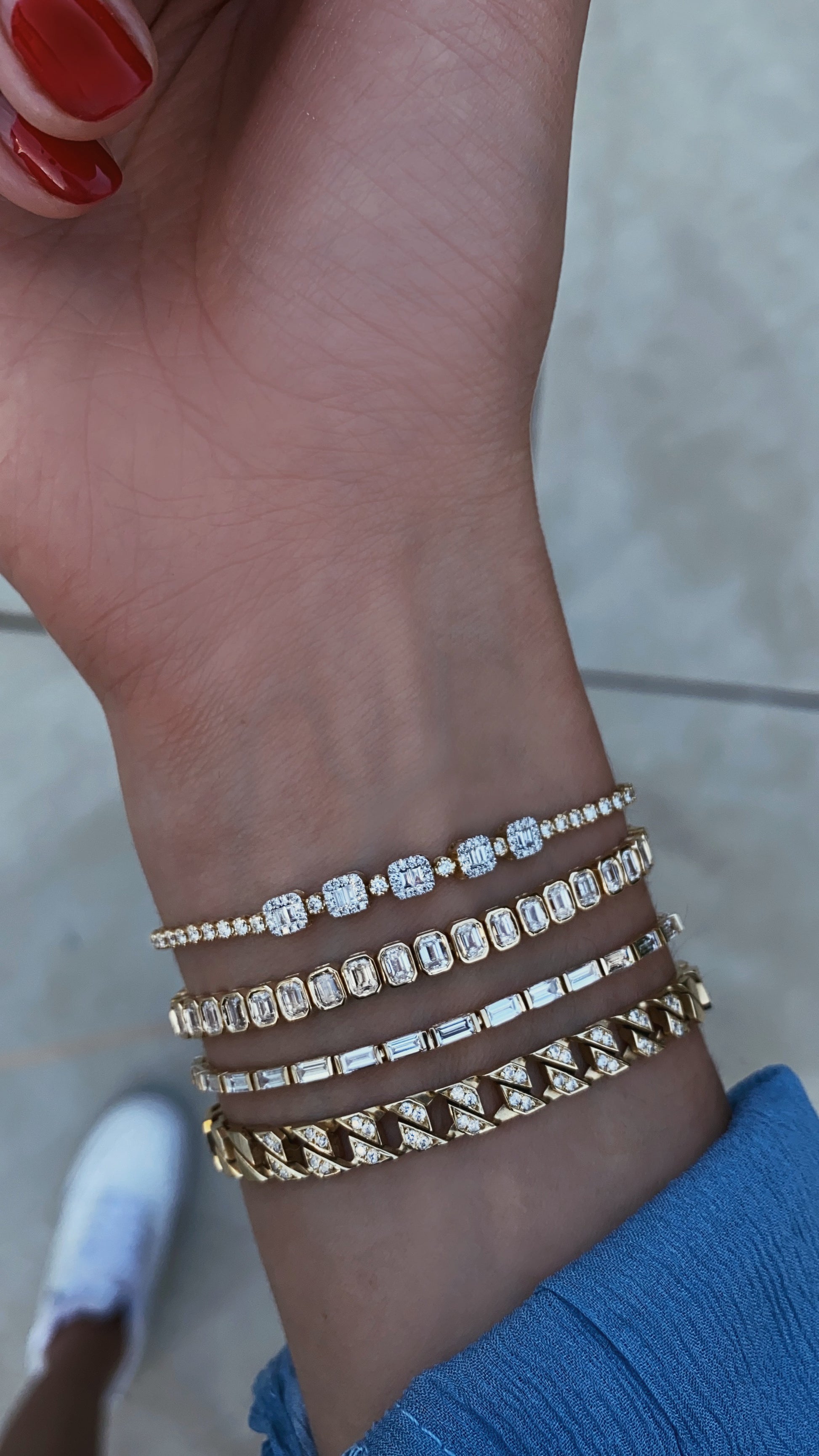 handmade gold diamond tennis bracelets