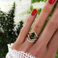 14kt gold and diamond curved double band chrome green tourmaline ring - Luna Skye