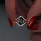 14kt gold and diamond curved double band chrome green tourmaline ring - Luna Skye