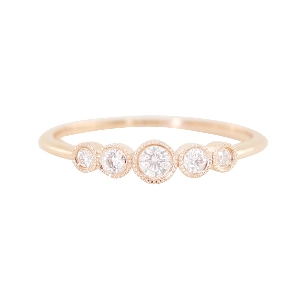 14kt gold graduated five diamond bezel ring - Luna Skye