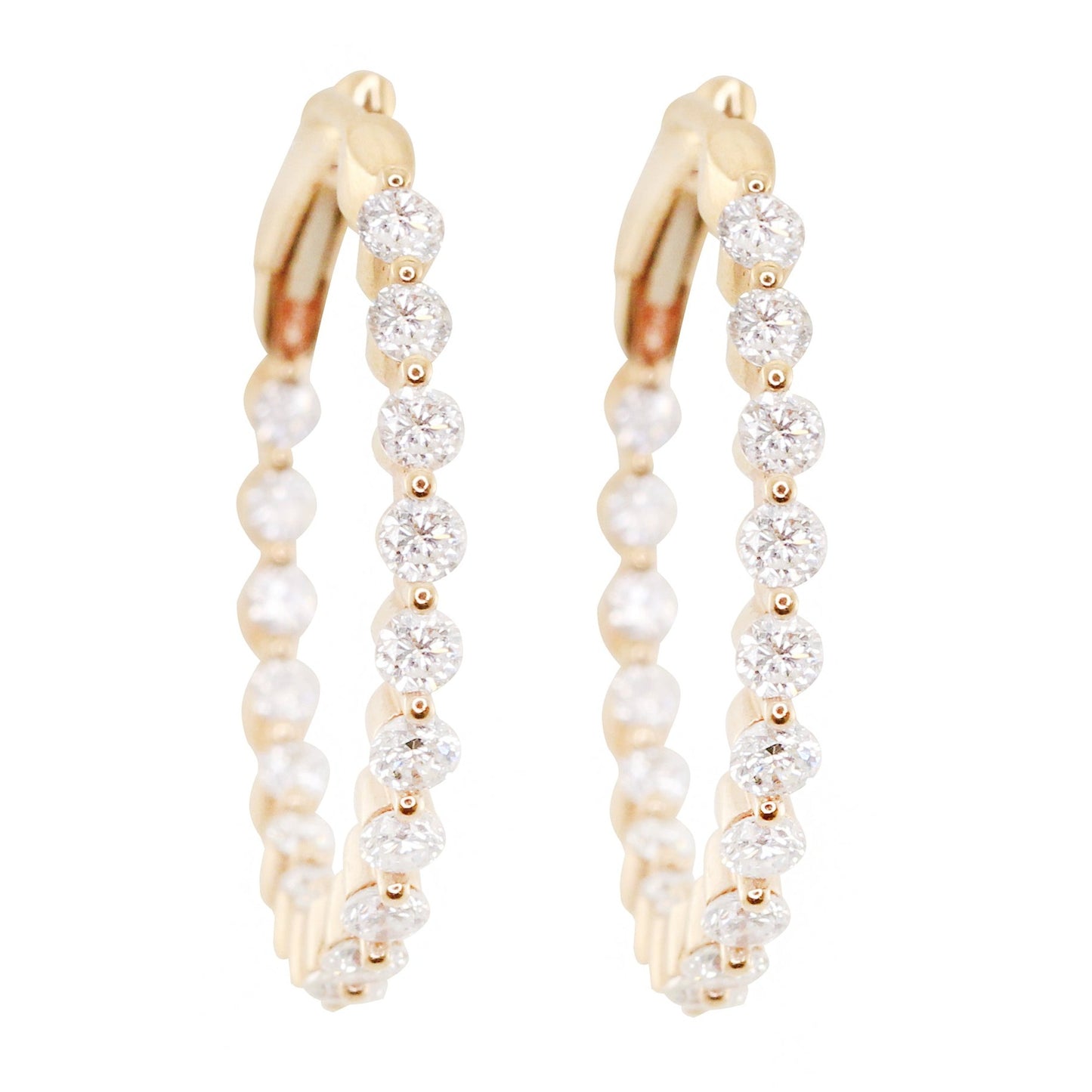 14kt gold floating diamond hoop earrings - Luna Skye