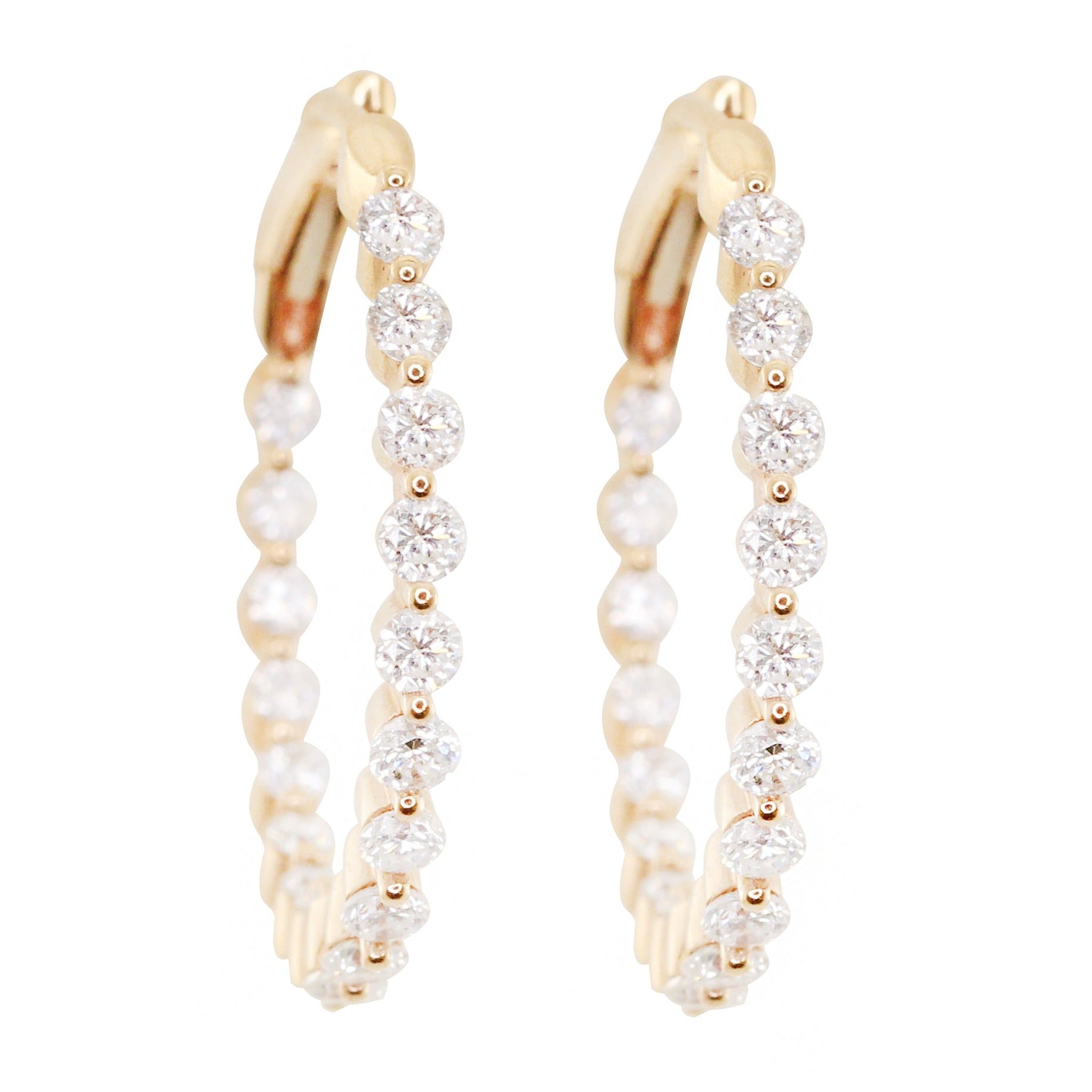 14kt gold floating diamond hoop earrings - Luna Skye