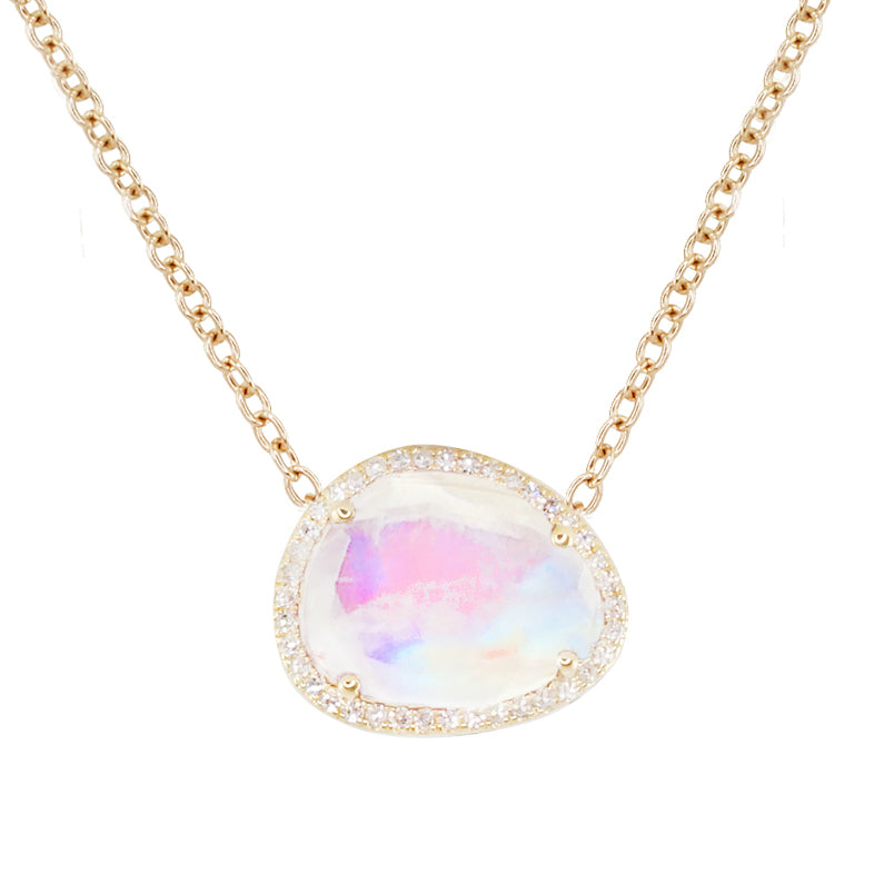 14kt gold and diamond free form moonstone necklace - Luna Skye