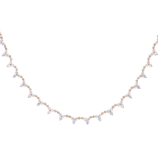 14kt gold and full diamond three bezel cluster necklace - Luna Skye