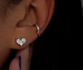 14kt gold and full diamond large heart stud - Luna Skye