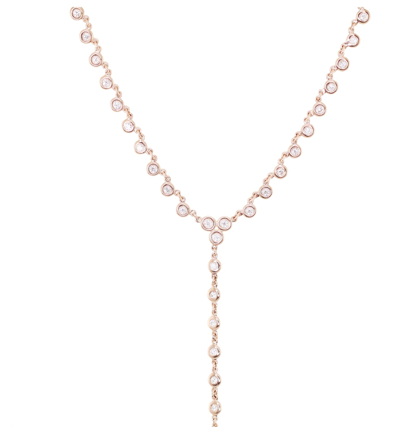 14kt gold full diamond bezel lariat necklace - Luna Skye