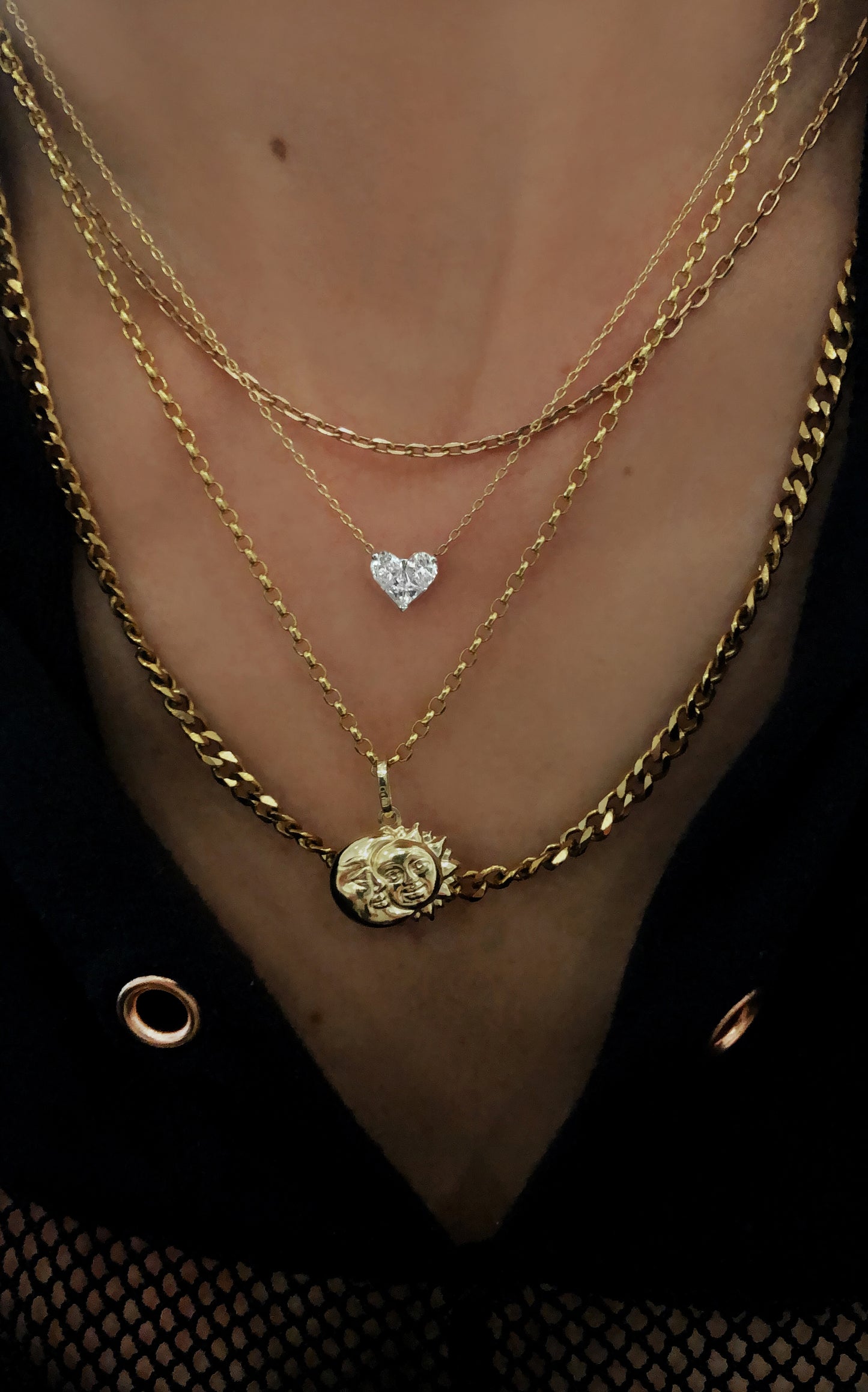 14kt gold and diamond mini full diamond heart necklace - Luna Skye