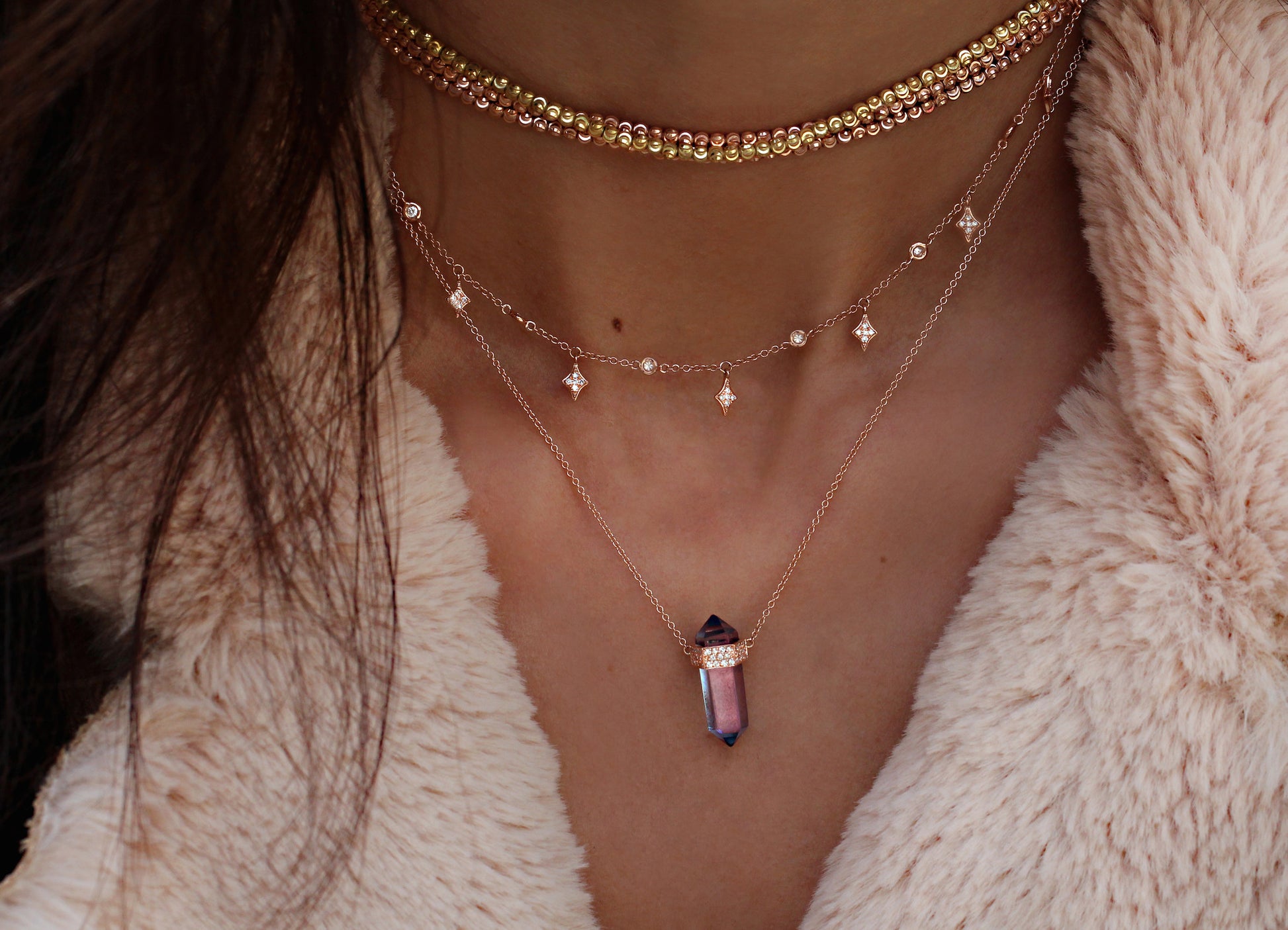 14kt gold and diamond twilight choker necklace - Luna Skye