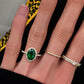 14kt gold and diamond solitaire chrome green tourmaline eternity ring with halo - Luna Skye