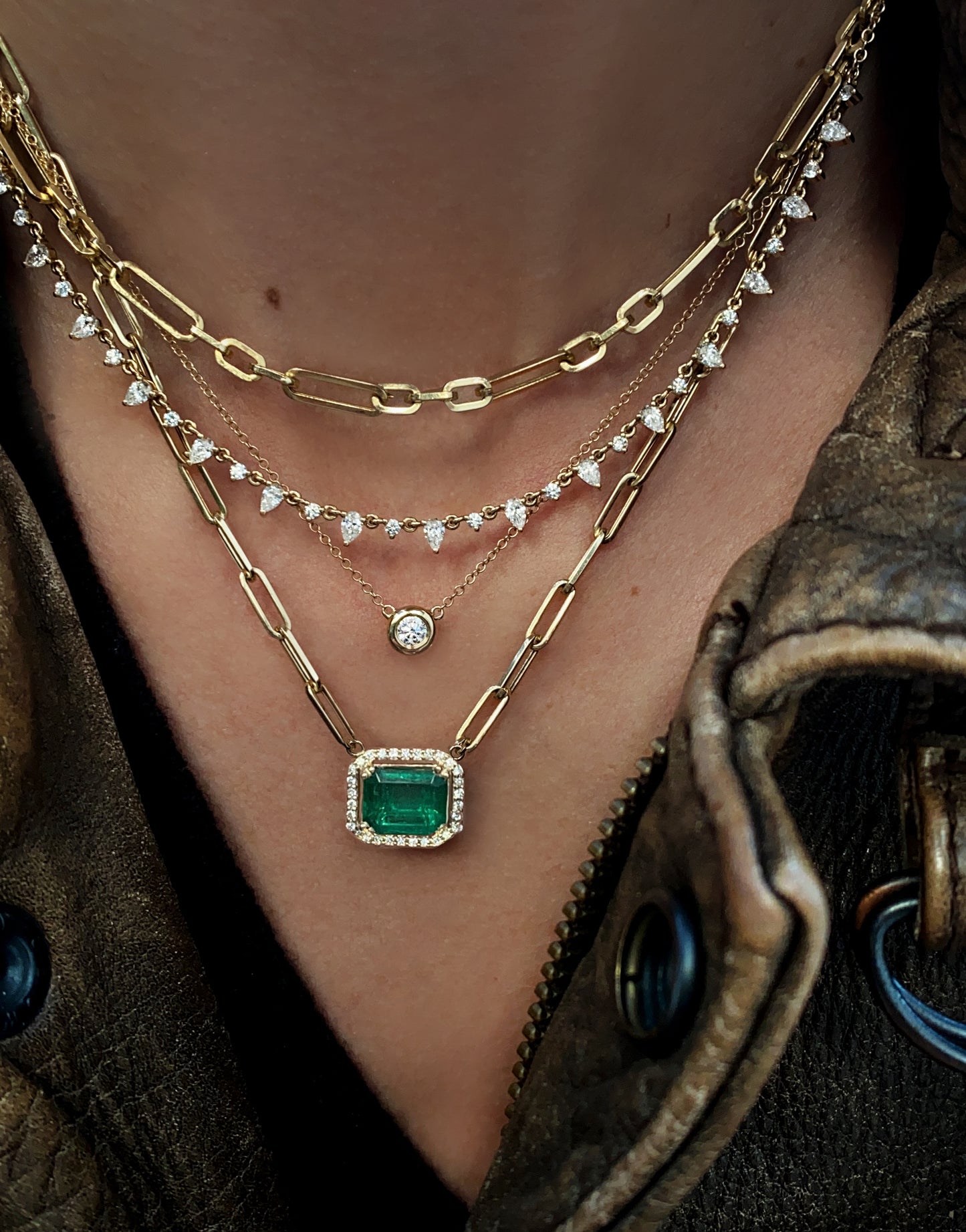 14kt gold solitaire diamond bezel necklace