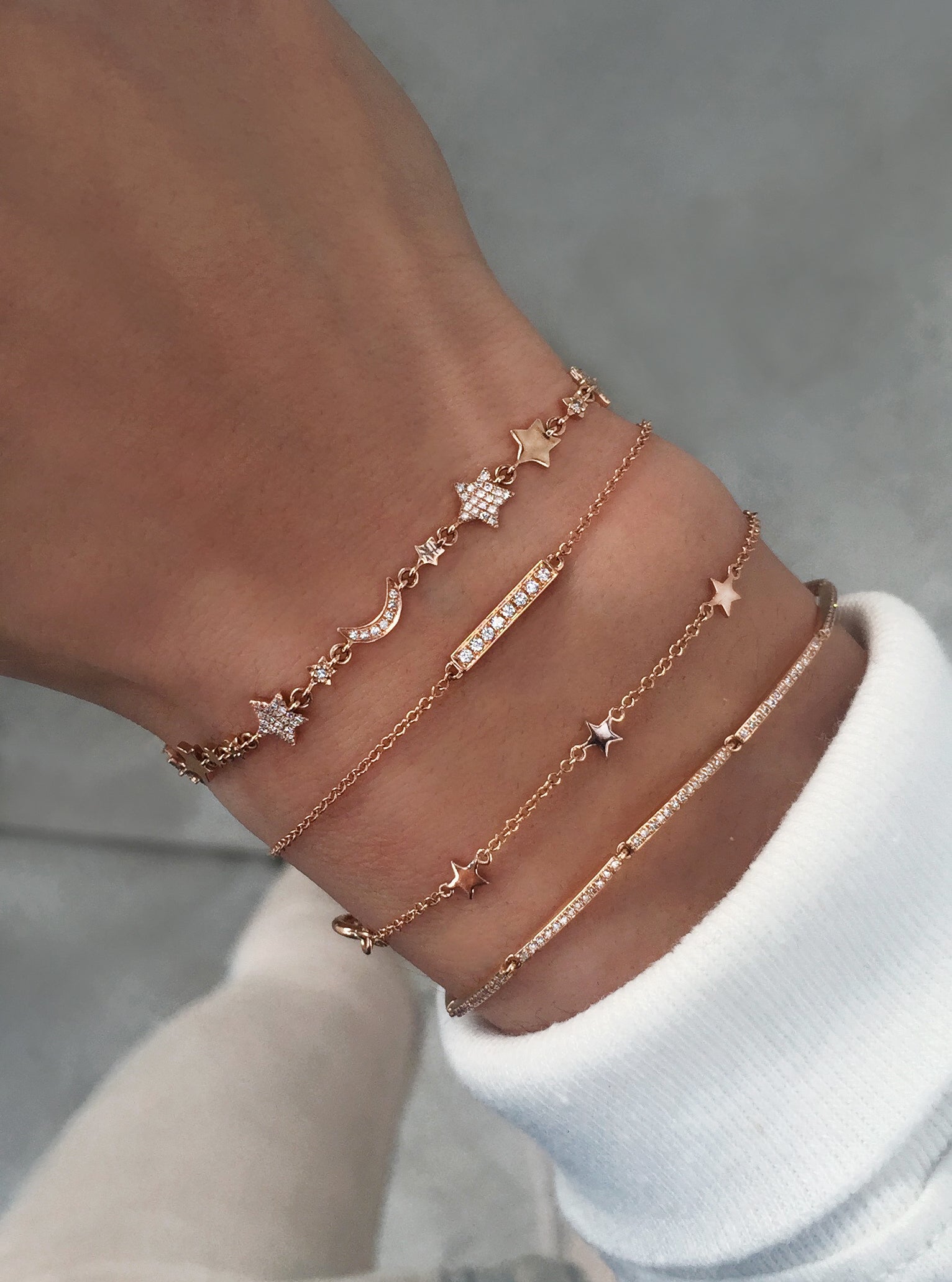 14kt gold diamond moon and star cosmos bracelet - Luna Skye