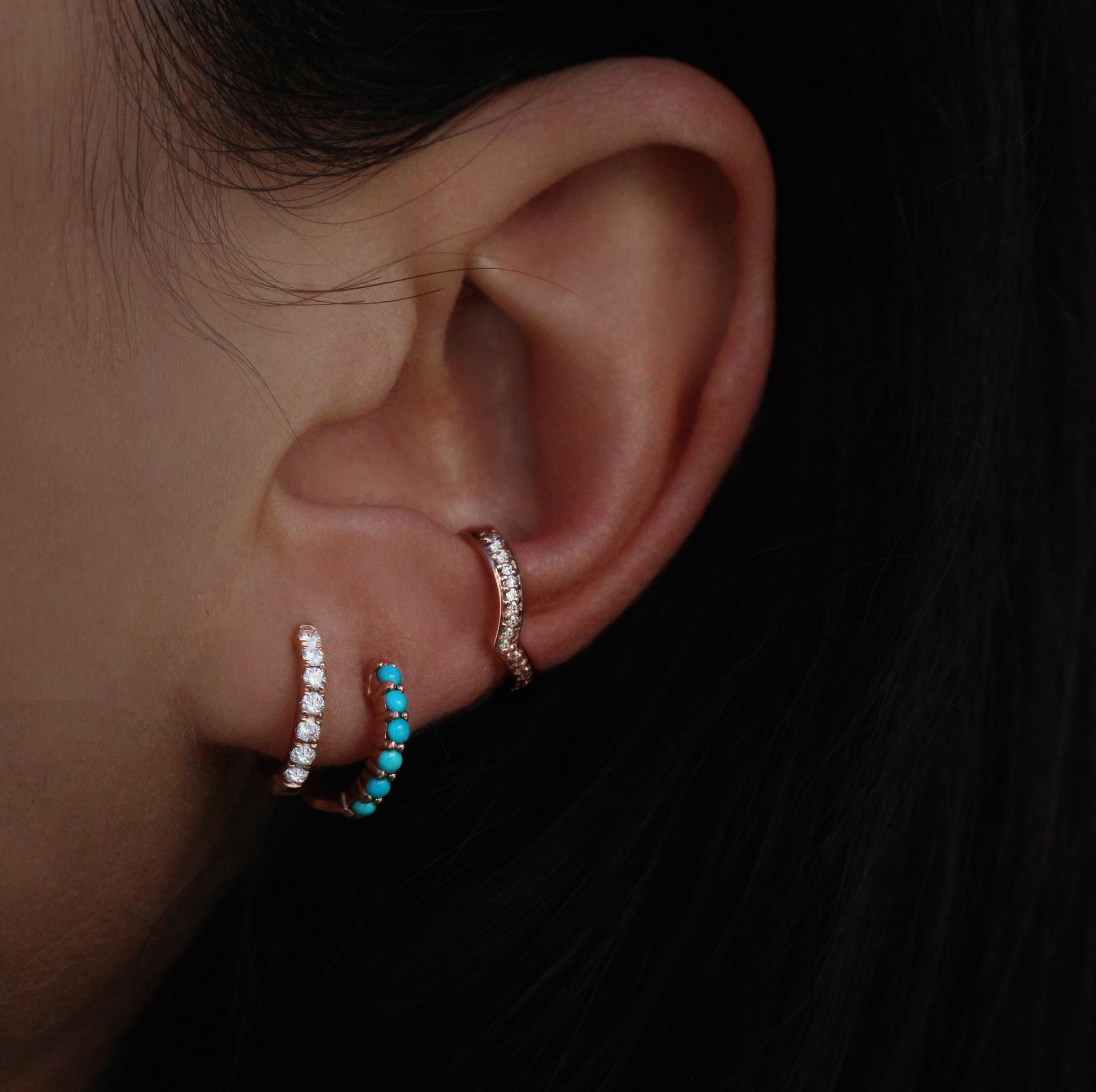 14kt gold little diamond hoops - Luna Skye