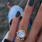 14kt gold and diamond oval bezel moonstone ring - Luna Skye
